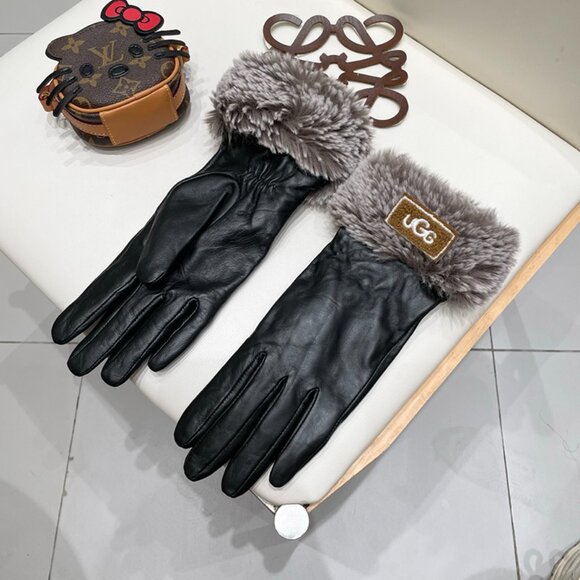 UGG Genuine Sherling Trim Leather Gloves - Picture 2 of 8